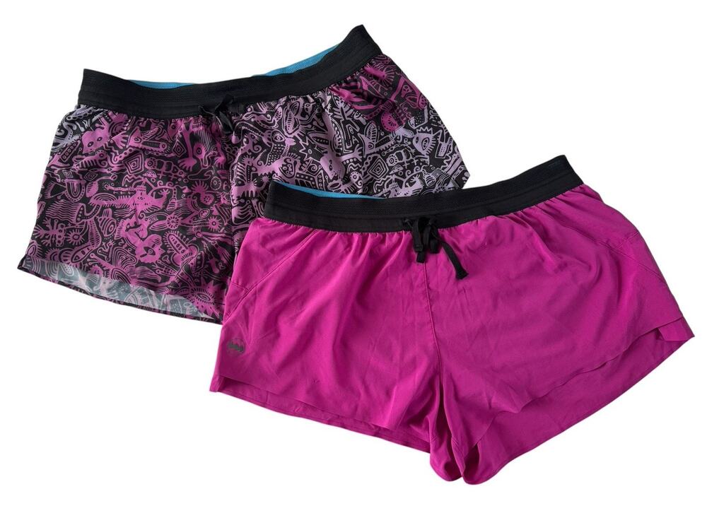 Janji AFO Middle Shorts Womens Medium Abstract Pink Lined Zip Pocket LOT #NE29